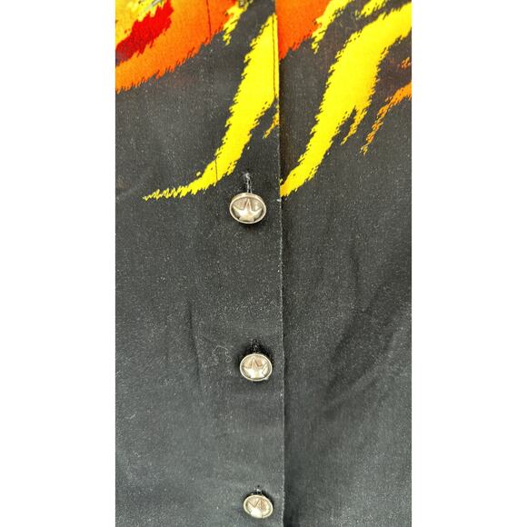 Panhandle Slim Black button up patriotic Star Flames sleeveless top size M - Picture 4 of 8